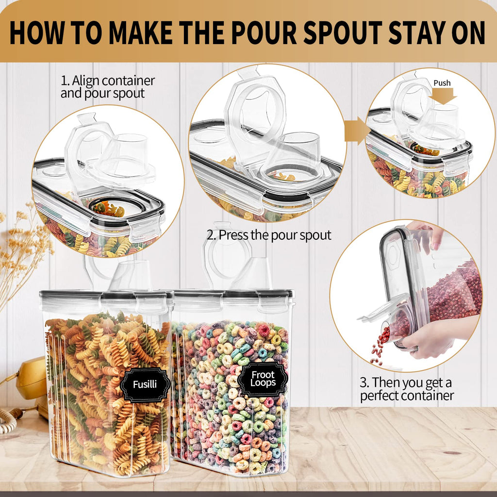 Cereal Containers Storage Set (4L,135.2 Oz) with Pour Spout, 4PCS