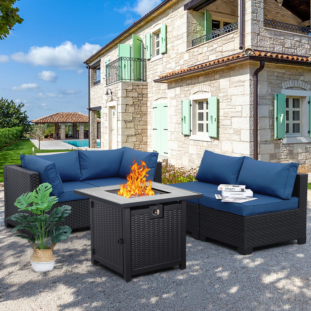 Outdoor Propane Fire Pit, 30 Inch Patio Firepit Table with Fire Glass for Outside Parties and Gatherings on Garden