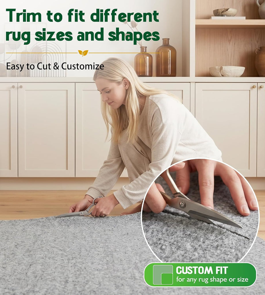 Felt Rug Pad 5x7-1/8 Inch Thick Cushion for 5' x 7' Carpet Mat Liner, Protection Cushioning for Hardwood Tile Floors