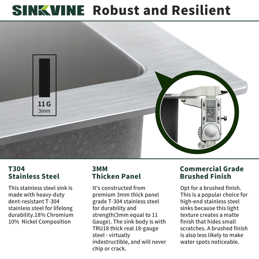 25-inch Undermount Kitchen Sink, Stainless Steel Single Bowl