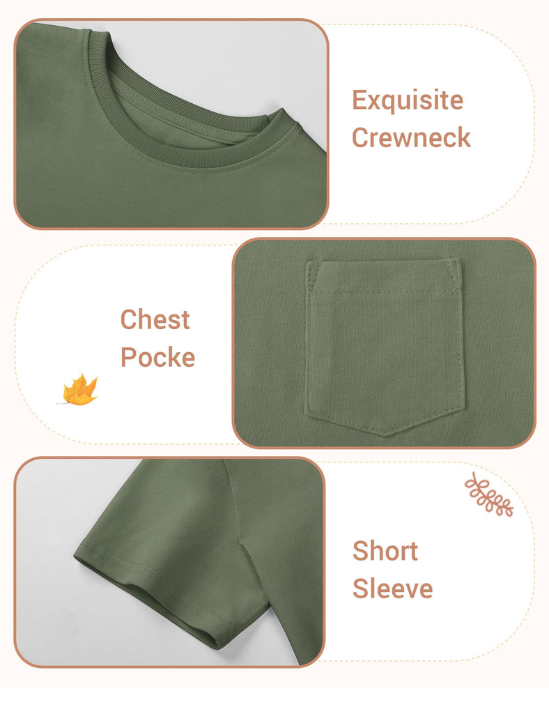 3 Pack Toddler Boys Short Sleeve T-Shirts Basic Cotton Tee Tops Toddler Boy Clothes Army Green+White