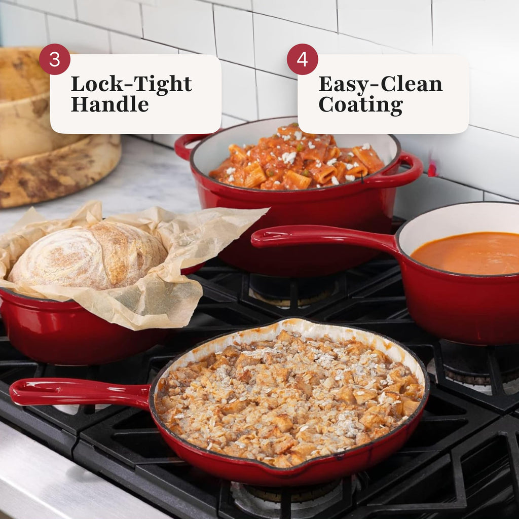 Cast Iron Cookware Set Enameled Dutch Oven Skillet