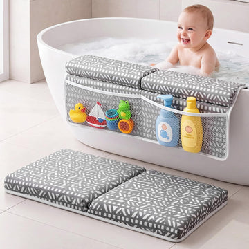 Baby Bath Kneeler and Elbow Rest Pad Set, Thick Comfortable Quick Dry Memory Foam Kneeling Pad, Foldable Non Slip