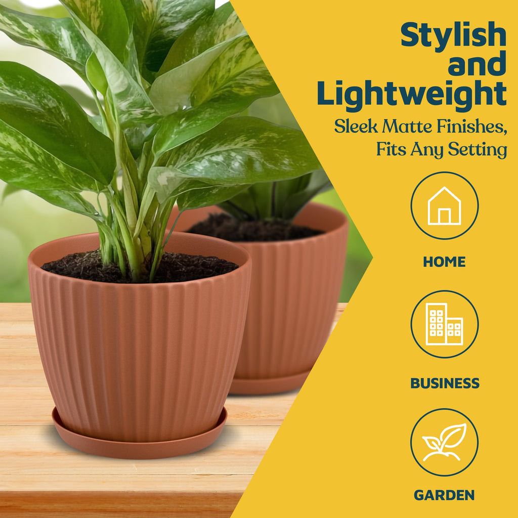 Terracotta 6-Inch Plant Pots with Drainage & Saucers 24 Pack, Indoor & Outdoor Planters plants, Herbs, and Flowers