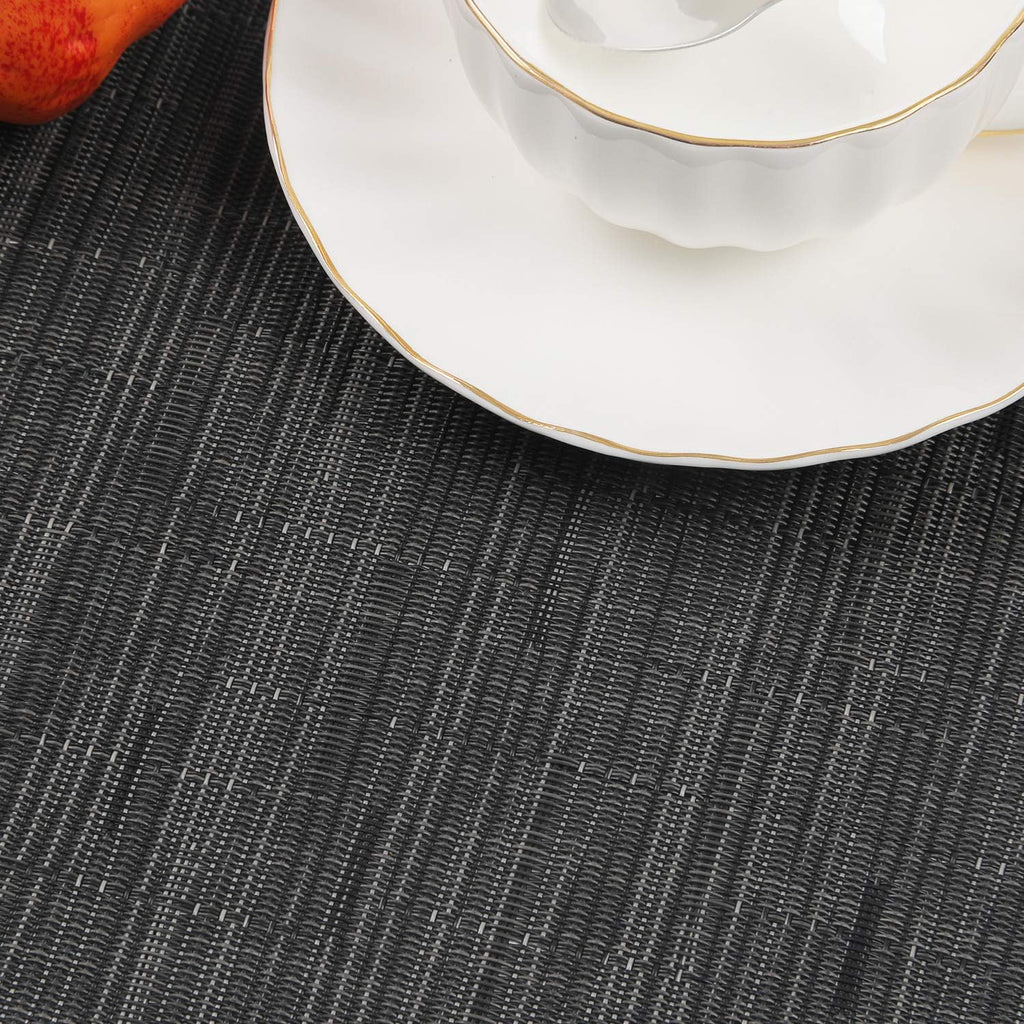 Small Round Table Placemats Woven Vinyl Wedge Placemats with Centerpiece Round Table Mats Heat Resistant - Set of 5