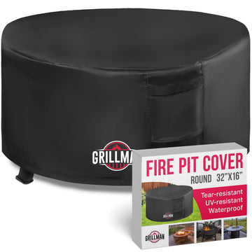 Round Waterproof Heavy Duty Fire Pit Cover, 16 x 32 Inch