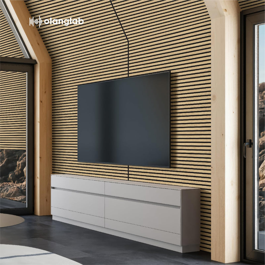 Wood Slat Wall Panels 4 Pack, Acoustic Wall Panels, 47.24'' x 23.62" Each 3D Wall Panels for Interior Wall Decor