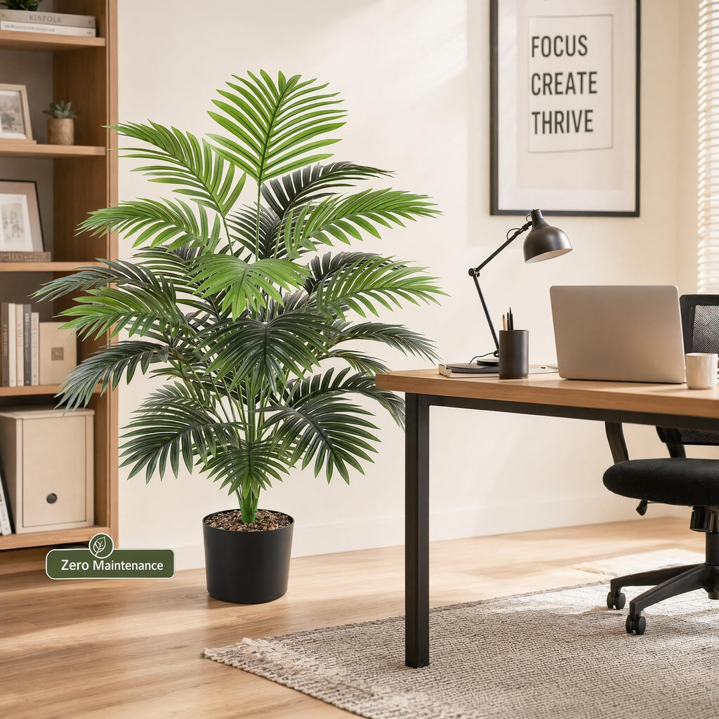40" Artificial Potted Plants Fake 24 Trunks Areca Palm Tree for Indoor Outdoor Floor Plant Front Porch Home Decor