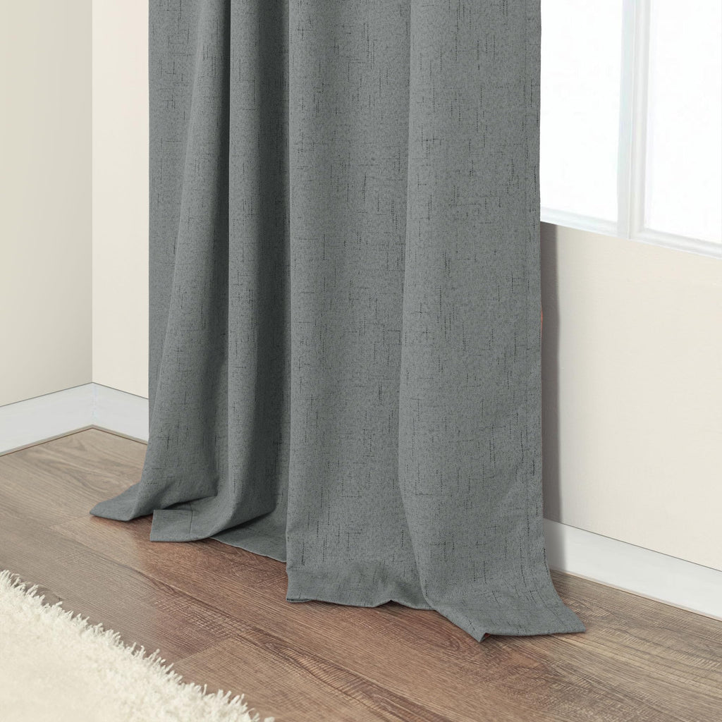 Dark Grey Thermal Curtains 54 Inch Length Thick Linen Textured Dining Room Darkening Blackout Insulated Insulating
