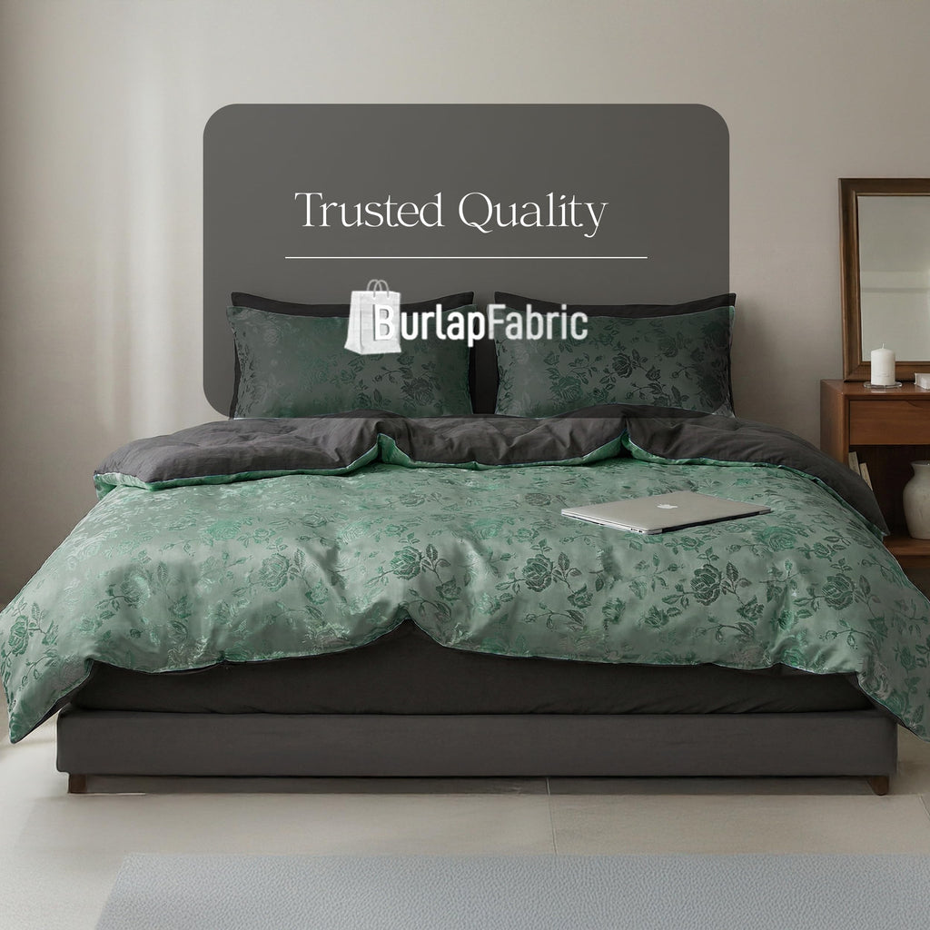 Sage Satin Brocade Jacquard Fabric by The Yard - Woven Floral Fabric, Luxurious Sheen, Lightweight and Crisp Drape