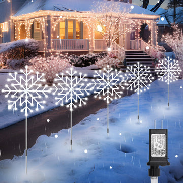 Snowflake Lights Outdoor, 10 Large Snowflake Christmas Pathway Lights Outdoor Christmas Decorations Yard Sidewalk