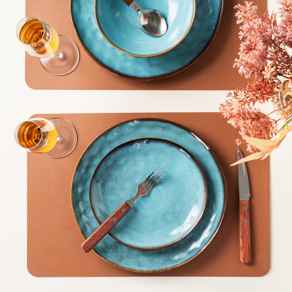 Porcelain Dinnerware Set for 4, 12-Piece Plates and Bowls Set for 4, Modern Stoneware Dinnerware Chip and Scratch