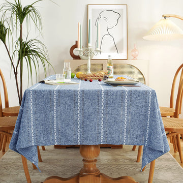 Square Tablecloth 60 x 60 Inch, Farmhouse Boho Linen Table Cloths, Wrinkle Free & Washable Tablecloths for Dining