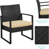 3 Pieces Rattan Bistro Set, Indoor/Outdoor Wicker Patio Modern Conversation Furniture