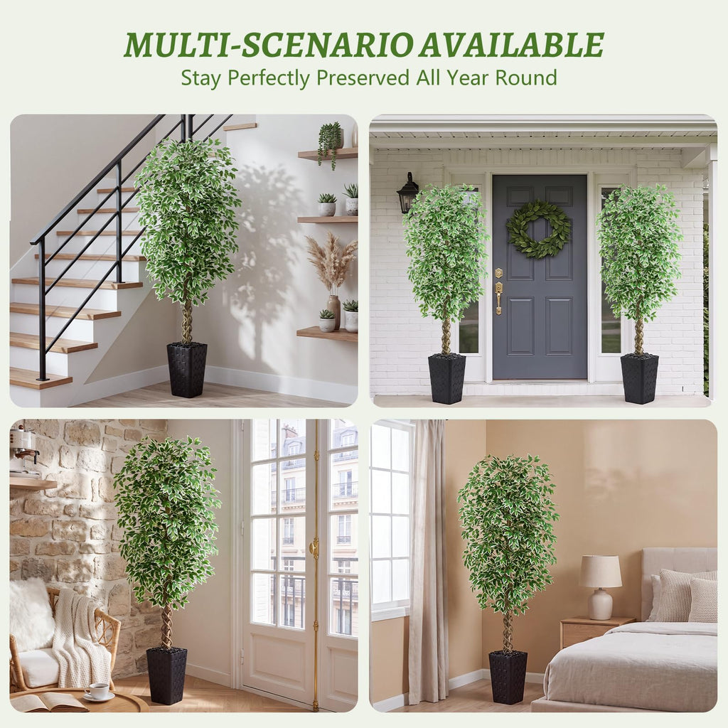 Ficus Tree Artificial, 7FT Realistic Large Faux Trees Indoor