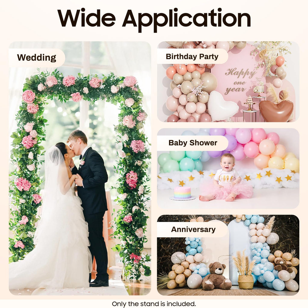 6.6x4.9 FT Backdrop Stand Heavy Duty with Base, Gold Wedding Backdrop Stand Pipe Kit Square Metal Balloon Arch Stand