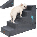5-Step Dog Stairs and Ramp for Small Dogs and Cats, Pet Steps for High Bed with Non-Slip Bottom, Grey