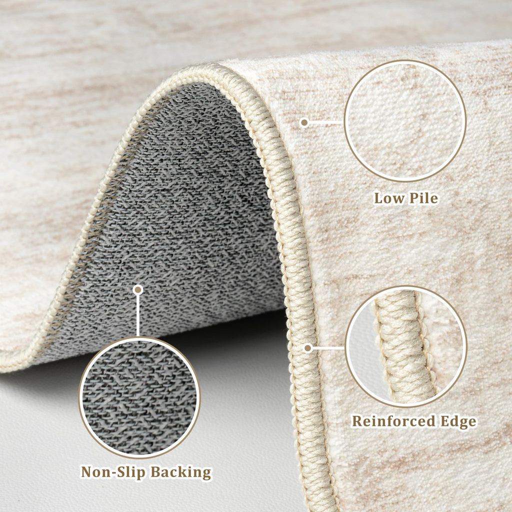 Area Rugs Washable Rug Neutral Abstract Beige Carpet