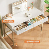 Vanity Desk with Drawers, 47 inch Computer Desk, Modern Simple Home Office Desks, Makeup Dressing Table - White and Gold