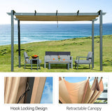 10’ X 13’ Outdoor Retractable Pergola with Weather-Resistant Canopy Aluminum Garden Pergola Patio Grill Gazebo