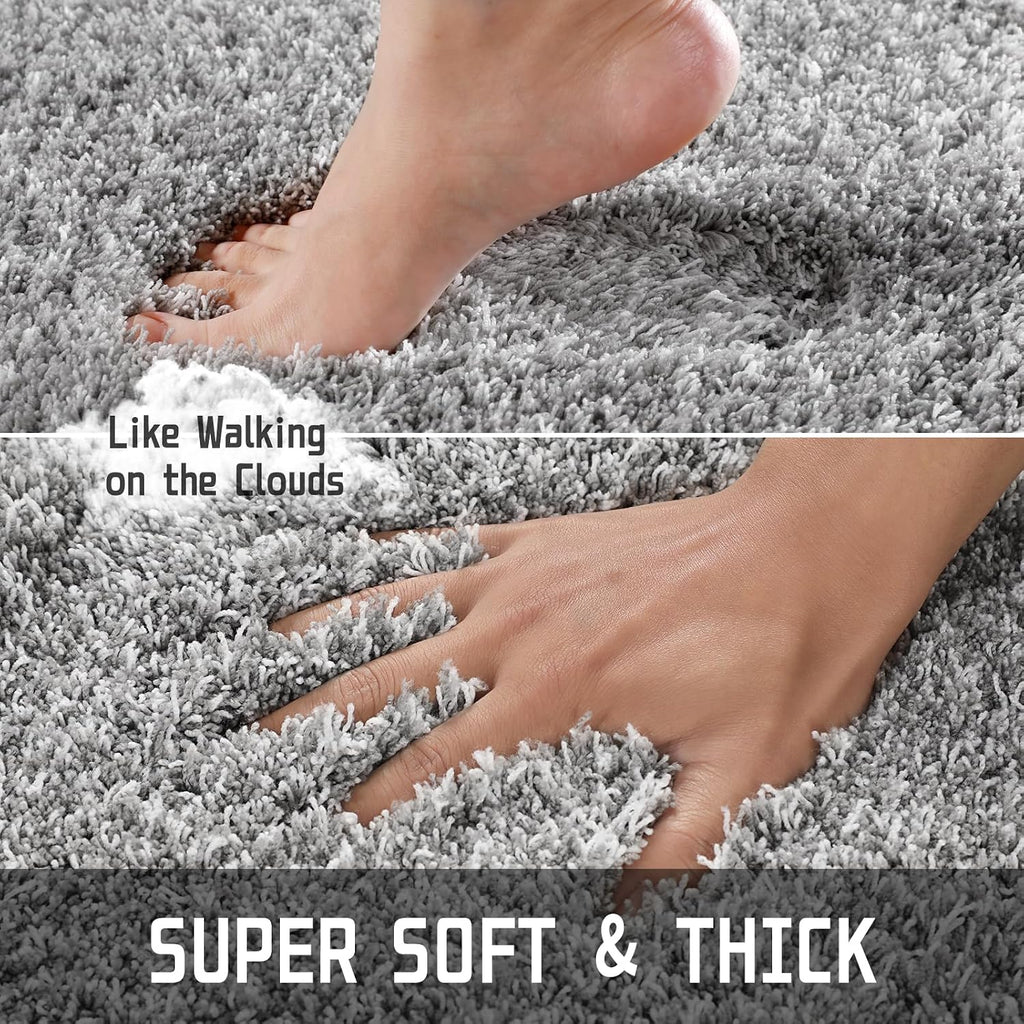 Bathroom Rugs Sets 2 Piece, Soft Absorbent Bath Mat and U-Shaped Toilet Rug with Non Slip Backing, Machine Washable