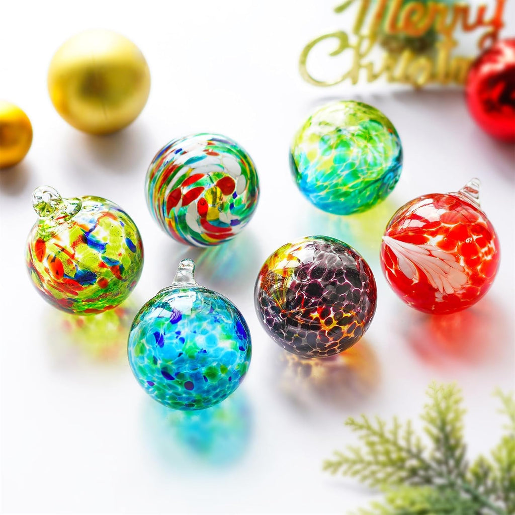 Hand-Blown Glass Ornament Balls 2.3'' Hanging Witches Ball Gazing Ball - Set of 6