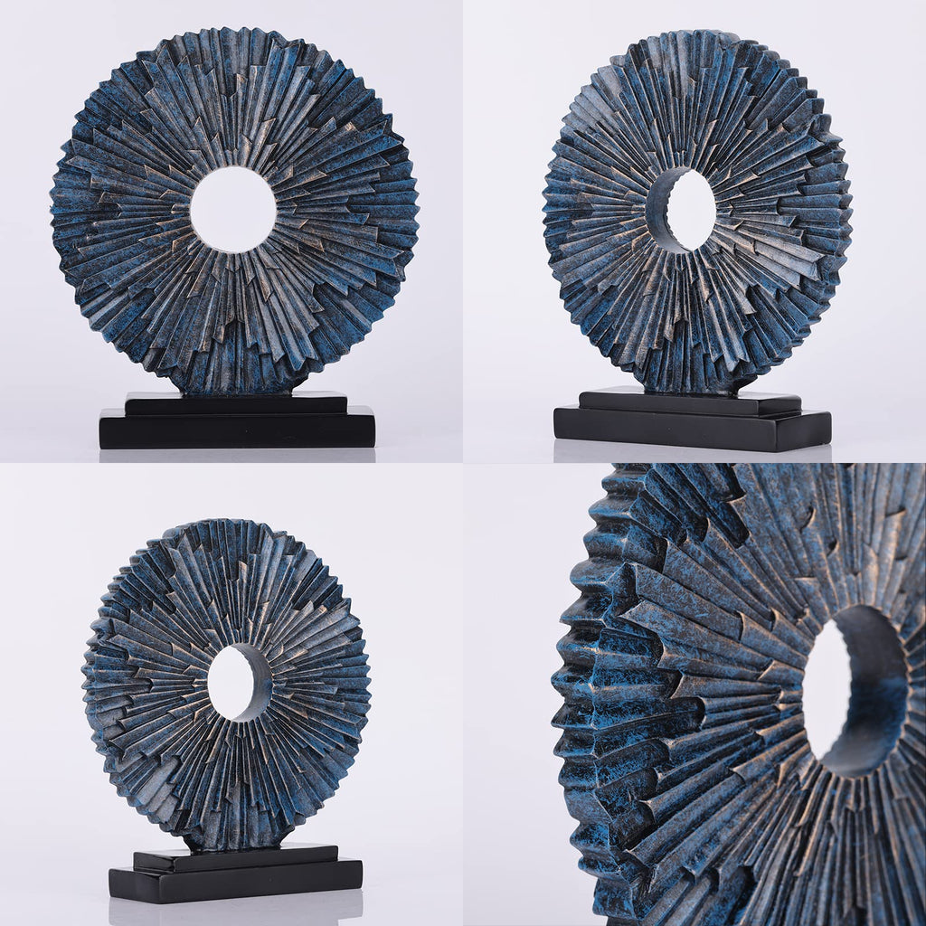 Blue Home Decor Sculpture, Unique Round line Statue, Modern Home Decor, Decorative Panel Statue tv Cabinet, Office