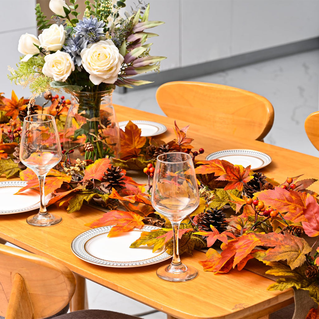 Fall Maple Leaf Garland, 9 Ft Fall Decor Garland with 30 Warm Lights