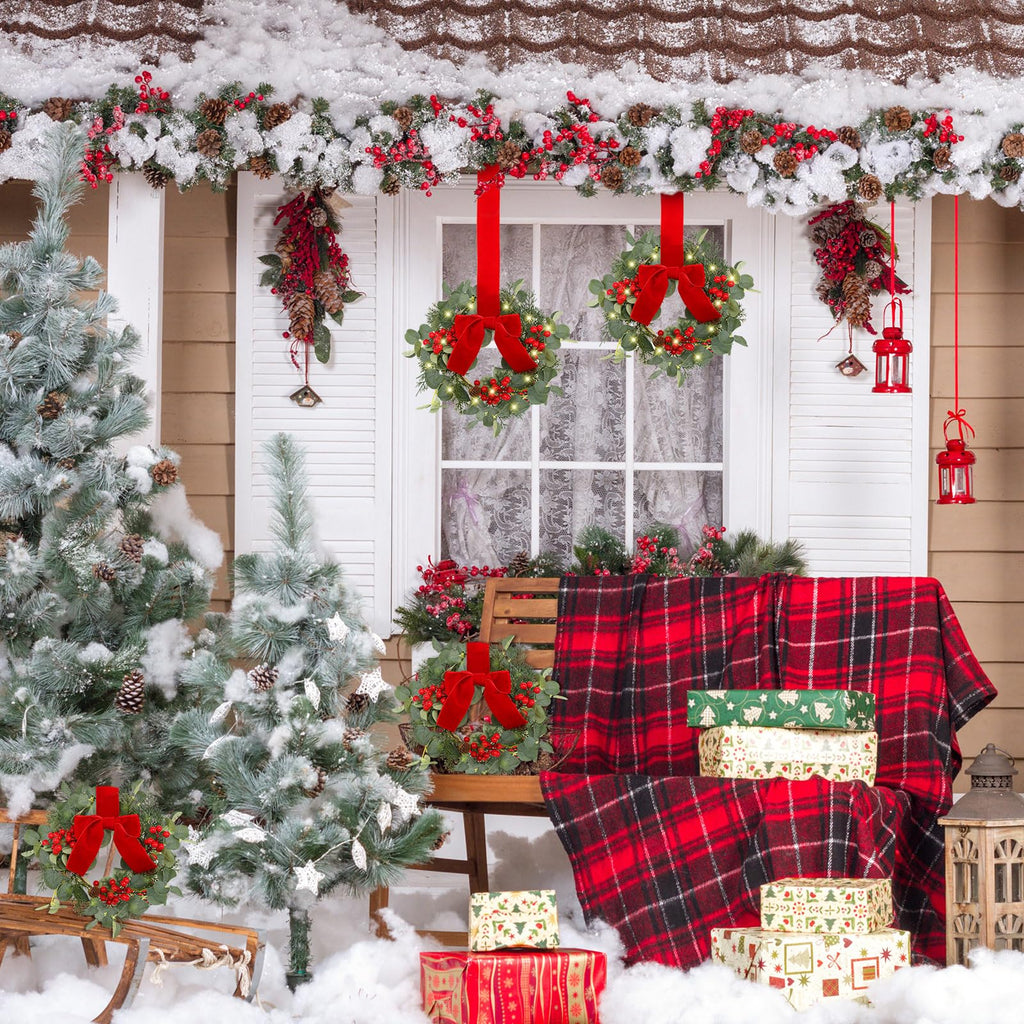 4 Pcs 9 Inch Mini Christmas Wreaths for Cabinets Small Xmas Wreath