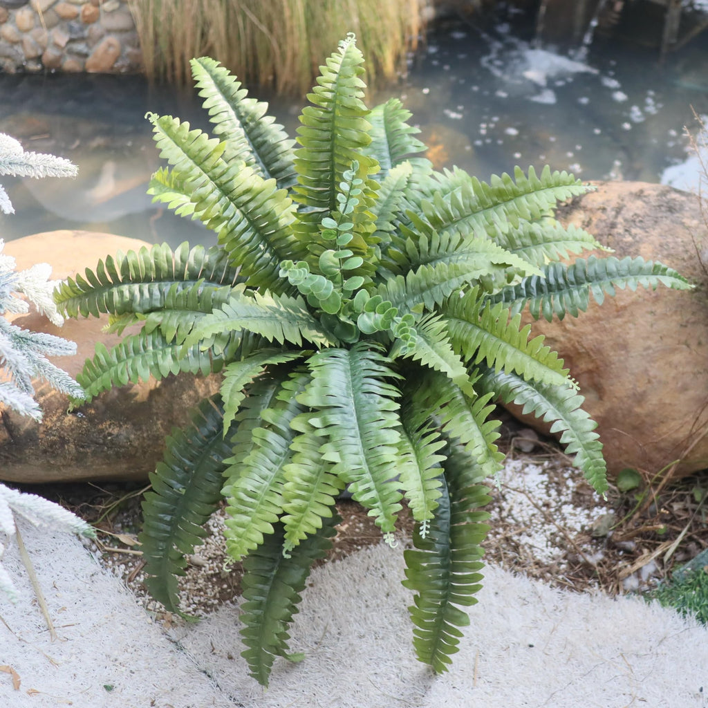 Artificial Ferns for Outdoors, 2 Pcs 34" Fake Ferns w/ Eucalyptus Centered