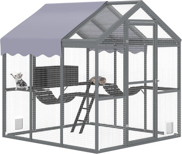 Extra Large Outdoor Catio Enclosure with UV-Proof Cover for Multiple Cats