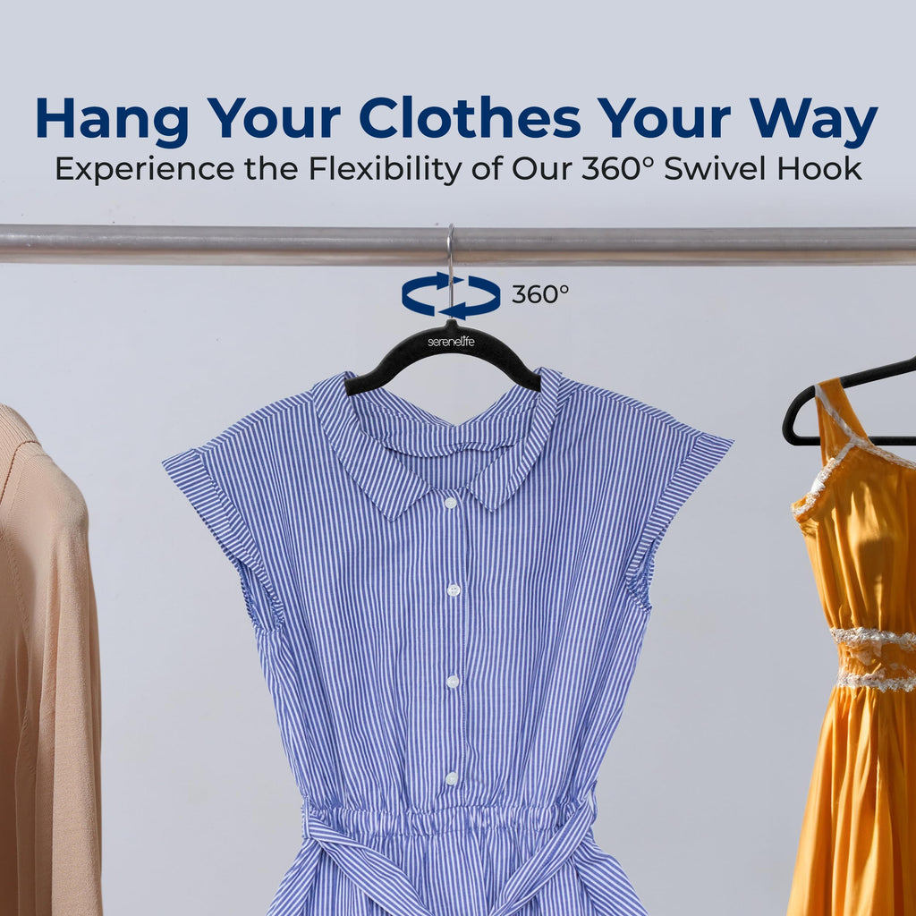50-Pack Velvet Non-Slip Hangers - Slim Heavy Duty Clothes Hangers with 360° Swivel Hooks, Space-Saving Design