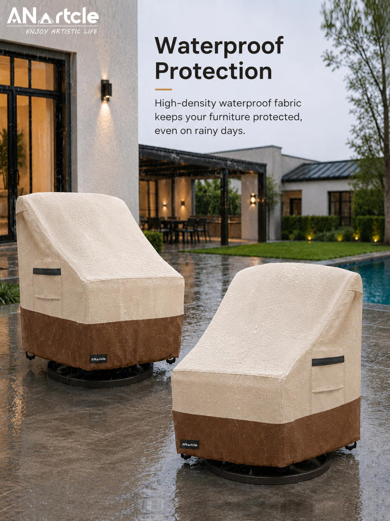 Outdoor Swivel Chair Covers 2 Pack, 600D Waterproof Heavy Duty (30 W x 34 D x 38.5 H inches), Patio Swivel Chair Covers