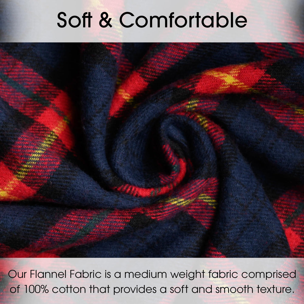 Textiles 25 Yard Bolt Blue & Red Tartan Plaid Flannel Fabric