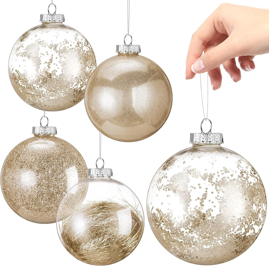 4 Pcs 6 Inch Large Clear Plastic Christmas Ball Ornaments Christmas Decoration Balls Xmas Bulbs Ornaments Balls
