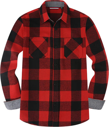 Boys Flannel Shirts Long Sleeve Kid Plaid Button Down Shirt