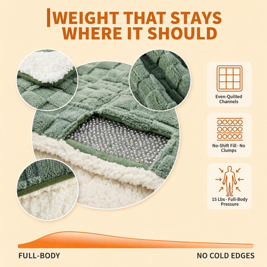 Heated Weighted Blanket for Adults, 15 lbs Weighted Beads, 50"×60"