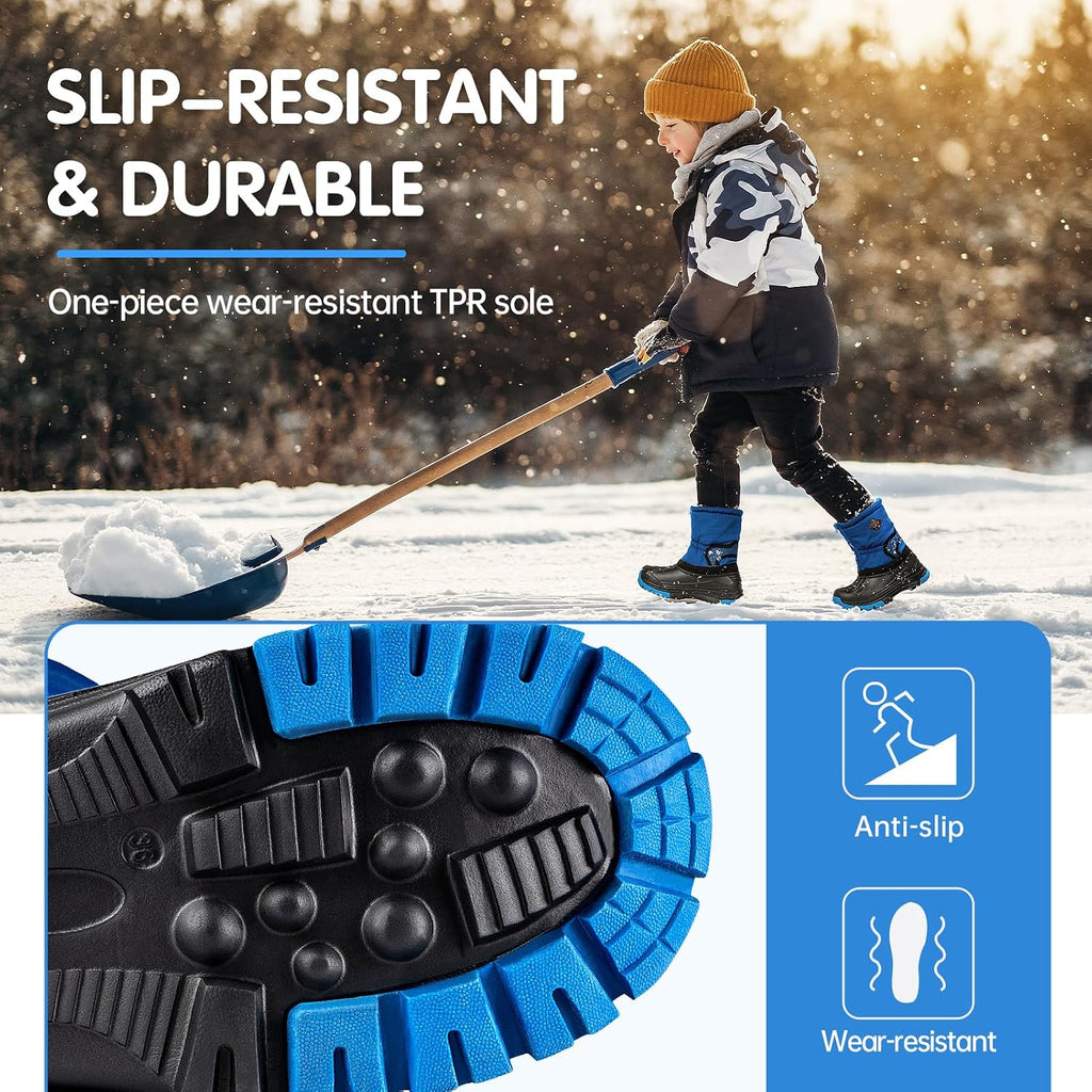 Snow Boots for Kids Waterproof with Zipper Winter Warm Non Slip Cold Weather Outdoor Boys Girls Snow Boots