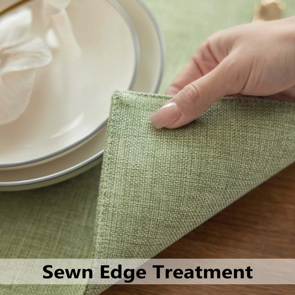 Green Placemat Set of 4 Washable Linen Textured Place Mats for Dinner Heat Resistant Sage Cloth Placemats Scratch