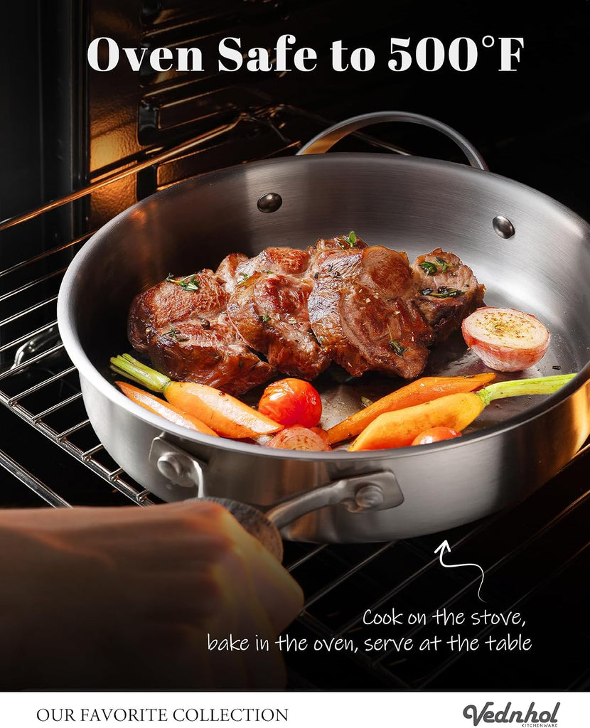 Stainless Steel Cookware Set, 8 Pcs Tir-Ply Pots and Pans Set, PFOA&PTFE Free, Dishwasher&Oven Safe, Kitchen