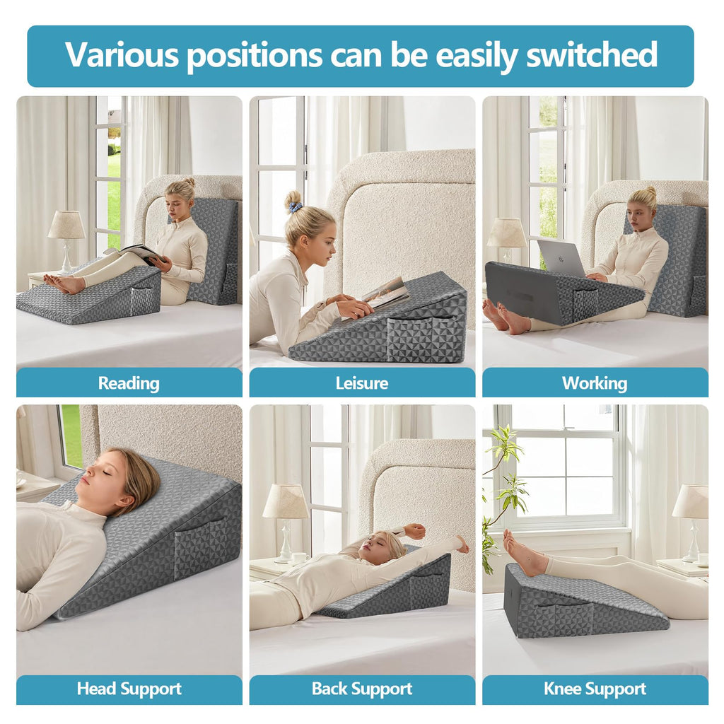 Wedge Pillow for Sleeping, 24 x 24 x 10 Inch Bed Wedge