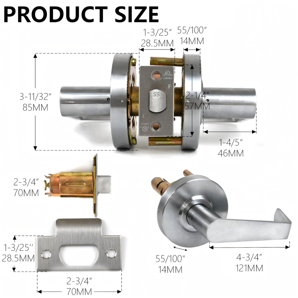Passage Function Commercial Heavy Duty Cylindrical Handle Lock, Commercial Door Handle, Heavy-Duty Door Lock,ANSI