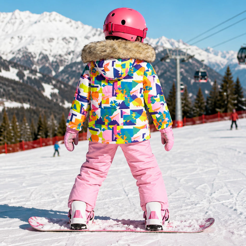 Kids Piece Snowsuit Puffer Jacket and Snow Pants Pink Square