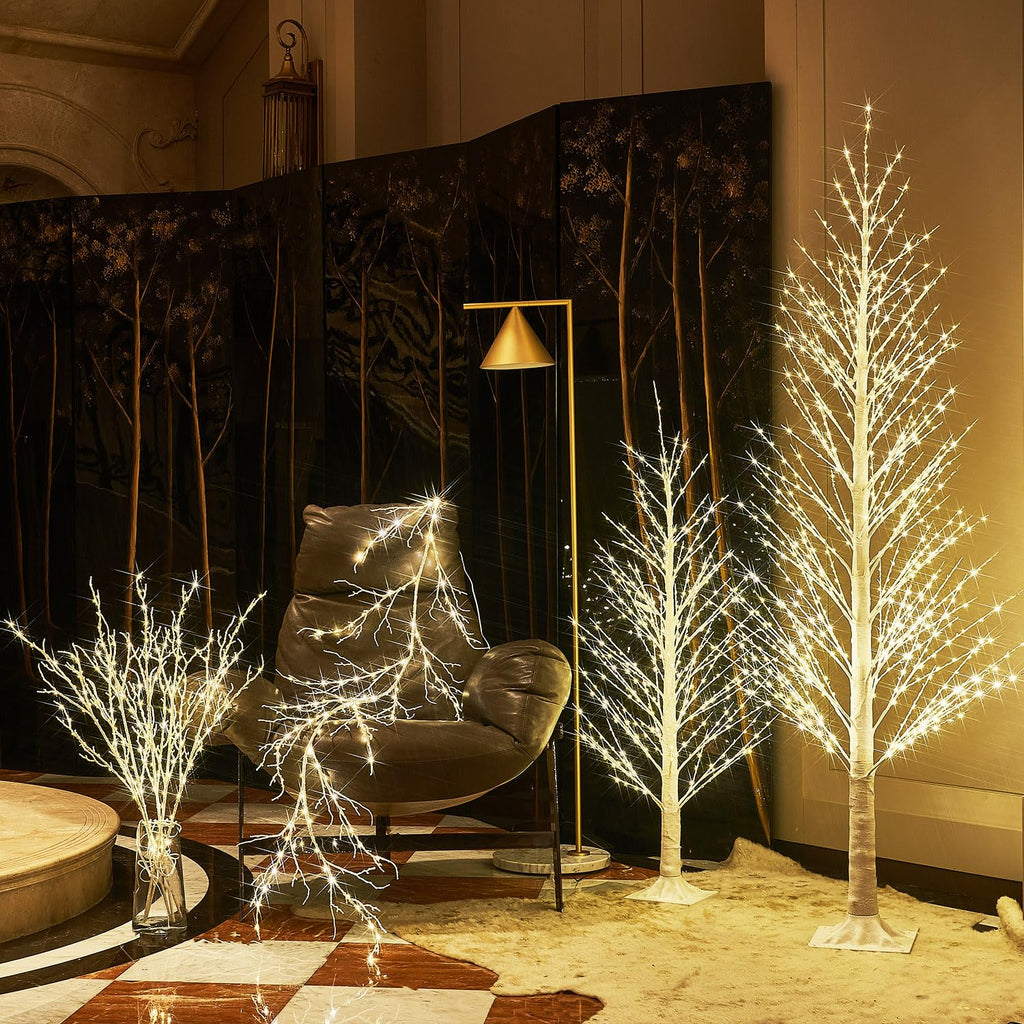 Lighted Alpine Tree 6FT 810 LED Fairy Lights, White Twig Tree with Lights Plug in for Indoor Outdoor Home