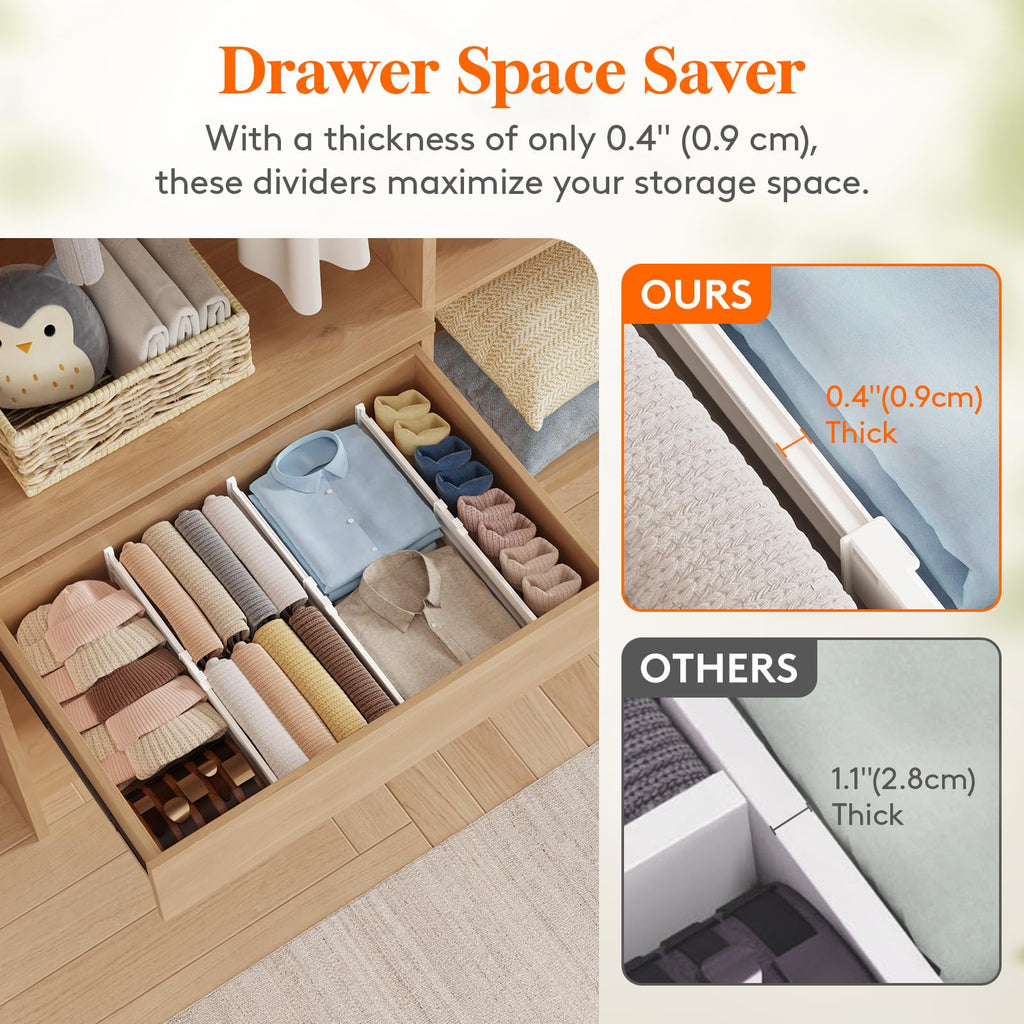 5 Pack 4" High Drawer Dividers, Adjustable Drawer Organizer Clothes