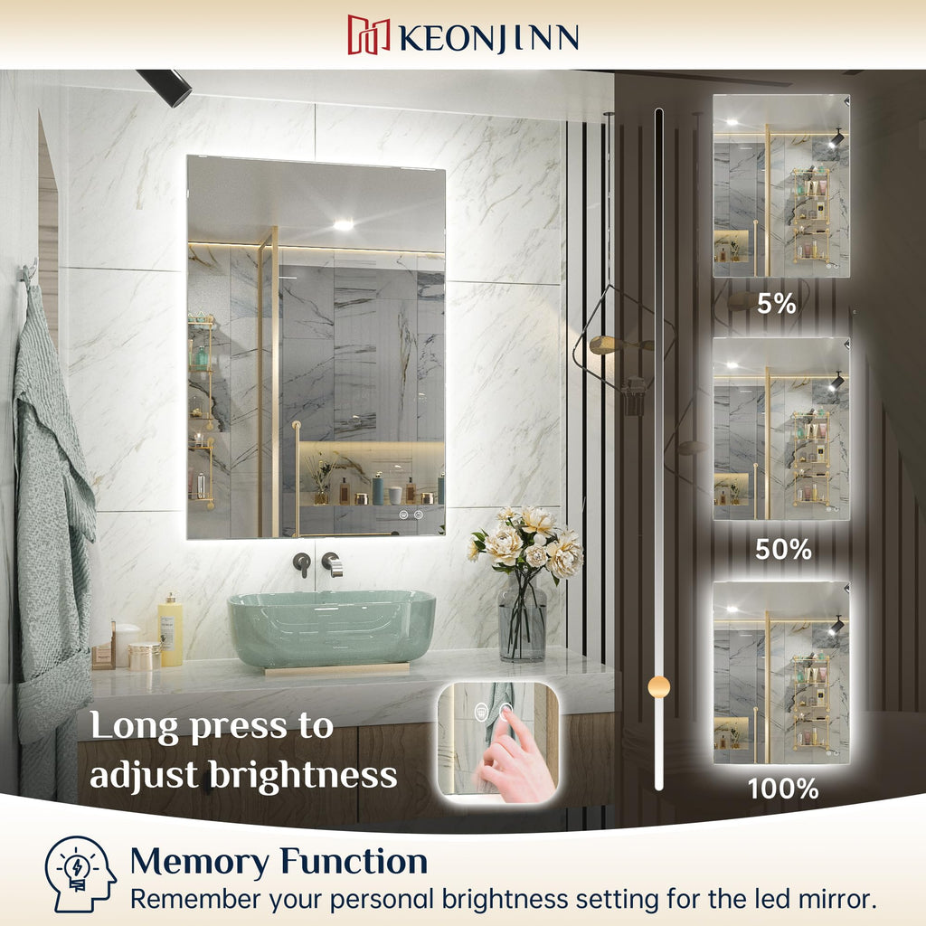 24 x 40 Inch LED Mirror, Backlit Mirror Dimmable