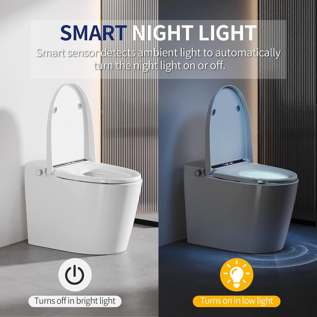 Luxury Smart Toilet with Bidet Built in Bubble Wash, Auto Open/Close Lid Water Filter Instant Heated Seat Dryer