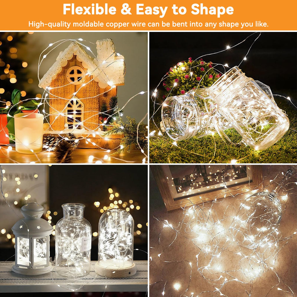 Solar String Lights Outdoor Waterproof 6 Pack Total 198ft White