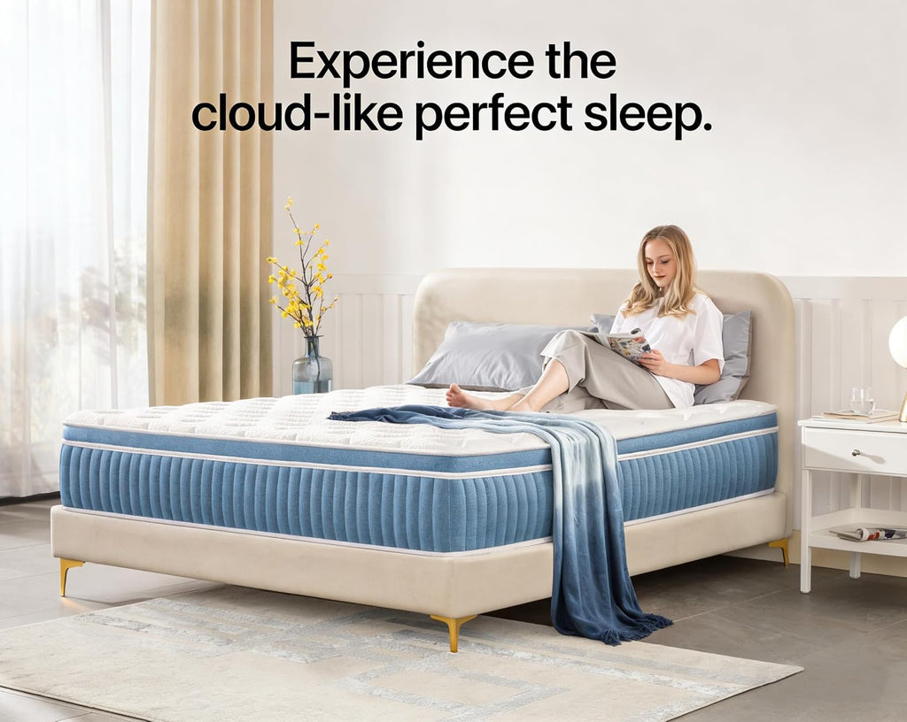 King Size Mattress, 14 Inch Cooling Hybrid King Mattress in a Box, Medium Firm with Gel Memory Foam & Pocket Coils