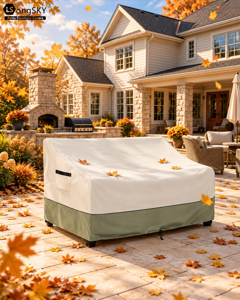 Outdoor 2-Seater Loveseat Cover, Patio Sofa Covers Fits up to 58W x 32.5D x 31H Inches, 100% Waterproof Heavy Duty